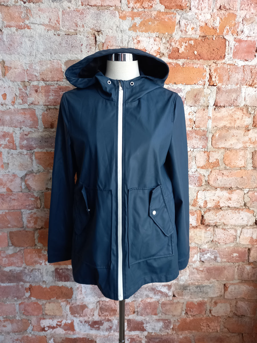 ZARA navy and white rain jacket - Main Image