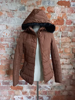 WOOLWORTHS toffee fur trim puffer