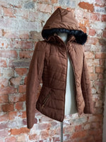 WOOLWORTHS toffee fur trim puffer
