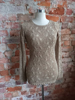 JENNI BUTTON caramel rope knit jersey