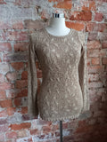 JENNI BUTTON caramel rope knit jersey