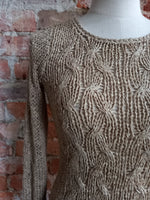 JENNI BUTTON caramel rope knit jersey