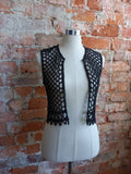 VINTAGE black beaded crop gilet
