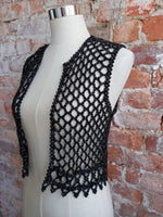 VINTAGE black beaded crop gilet