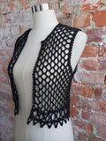 VINTAGE black beaded crop gilet