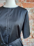 STUDIO W black satin belted blouse