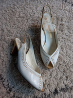 Vintage Bally white and beige sling backs