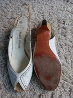 Vintage Bally white and beige sling backs