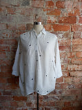 Zara linen black and white palm print shirt
