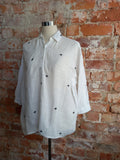 Zara linen black and white palm print shirt