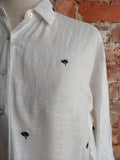 Zara linen black and white palm print shirt