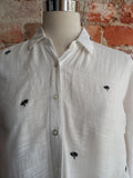 Zara linen black and white palm print shirt