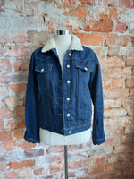 TOPSHOP sherpa lined dark denim jacket
