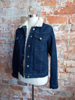 TOPSHOP sherpa lined dark denim jacket