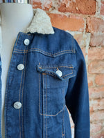 TOPSHOP sherpa lined dark denim jacket