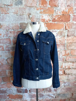 TOPSHOP sherpa lined dark denim jacket