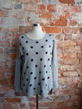 TRENERY grey and navy dot jersey