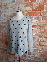 TRENERY grey and navy dot jersey