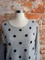 TRENERY grey and navy dot jersey