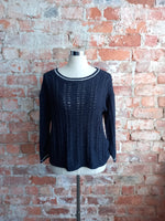 JAQUELINE de JONG navy knit with white trim
