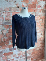 JAQUELINE de JONG navy knit with white trim