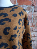 PAOLA BURINI charcoal and tan animal print jersey