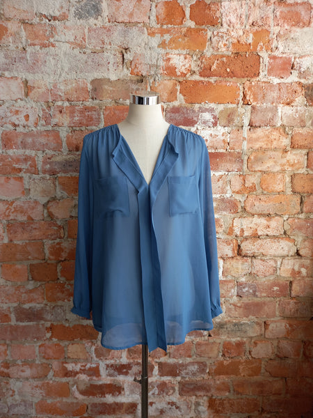 JAY JAYS sky blue semi sheer blouse