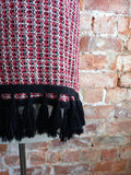 ZARA red tweed tassel top