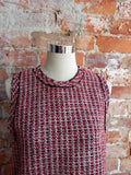 ZARA red tweed tassel top