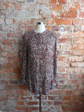 DESRAY , beige and raspberry leopard blouse