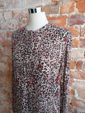 DESRAY , beige and raspberry leopard blouse