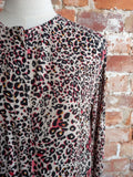 DESRAY , beige and raspberry leopard blouse