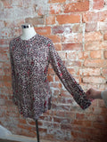 DESRAY , beige and raspberry leopard blouse